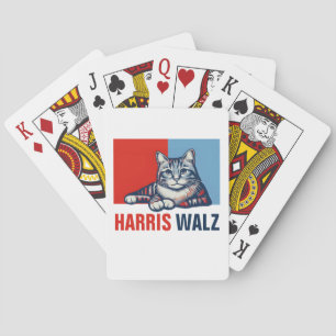 Harris Walz 2024 offensichtlich Red Blue Cat Spielkarten