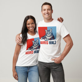 Harris Walz 2024 offensichtlich Red Blue Cat T-Shirt