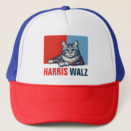 Harris Walz 2024 offensichtlich Red Blue Cat Truckerkappe