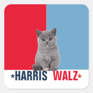 Harris Walz 2024 offensichtlich Red Blue Quadratischer Aufkleber
