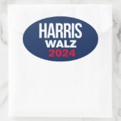 Harris Walz 2024 Ovaler Aufkleber (Tasche)