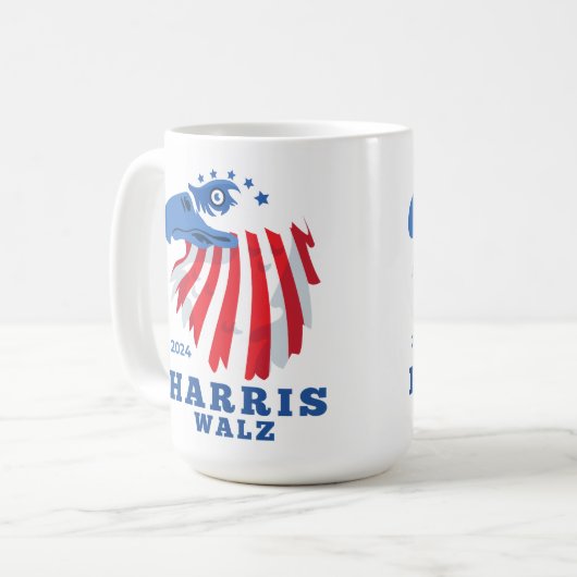 Harris Walz 2024 Party-Wahl Kaffeetasse (Vorderseite Links)