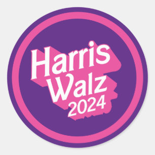 Harris Walz 2024 Pink Runder Aufkleber