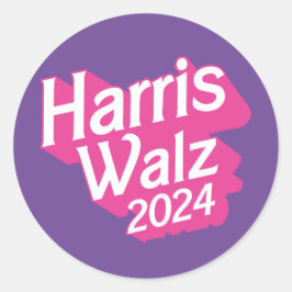 Harris Walz 2024 Pink Runder Aufkleber
