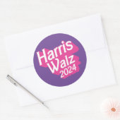 Harris Walz 2024 Pink Runder Aufkleber (Umschlag)