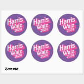 Harris Walz 2024 Pink Runder Aufkleber (Blatt)