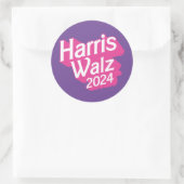 Harris Walz 2024 Pink Runder Aufkleber (Tasche)