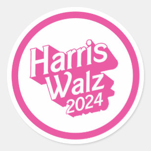 Harris Walz 2024 Pink Runder Aufkleber