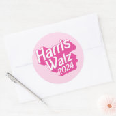 Harris Walz 2024 Pink Runder Aufkleber (Umschlag)