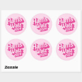 Harris Walz 2024 Pink Runder Aufkleber (Blatt)