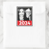 Harris Walz 2024 Poster Quadratischer Aufkleber (Tasche)