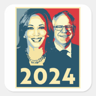 Harris Walz 2024 Poster Quadratischer Aufkleber