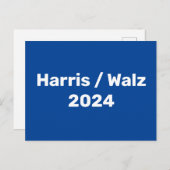 Harris / Walz 2024 Präsidentschaftskampagne Postkarte (Vorne/Hinten)