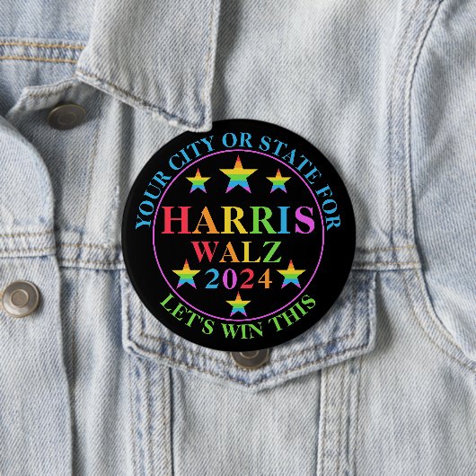 Harris Walz 2024 Pride Custom Election Political Button (Beispiel)