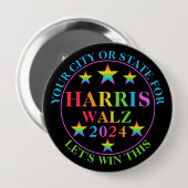 Harris Walz 2024 Pride Custom Election Political Button (Vorne & Hinten)