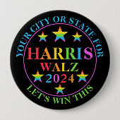 Harris Walz 2024 Pride Custom Election Political Button (Vorderseite)