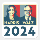 Harris Walz 2024 Quadratischer Aufkleber (Vorderseite)