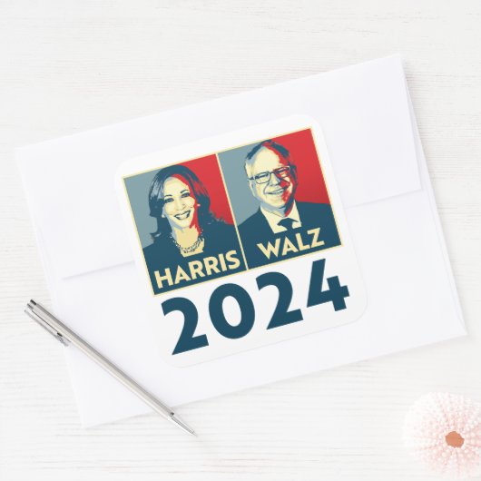 Harris Walz 2024 Quadratischer Aufkleber (Umschlag)