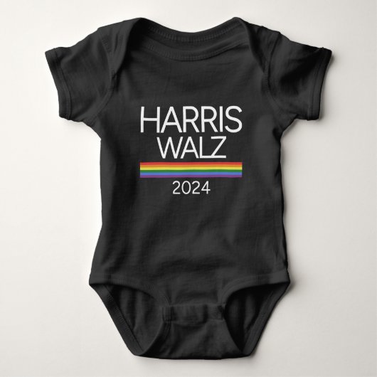 Harris Walz 2024 Rainbow LGBTQ Pride Flag Baby Strampler (Vorderseite)