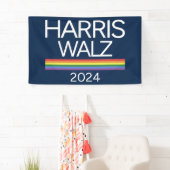 Harris Walz 2024 Rainbow LGBTQ Pride Flag Banner (Insitu)