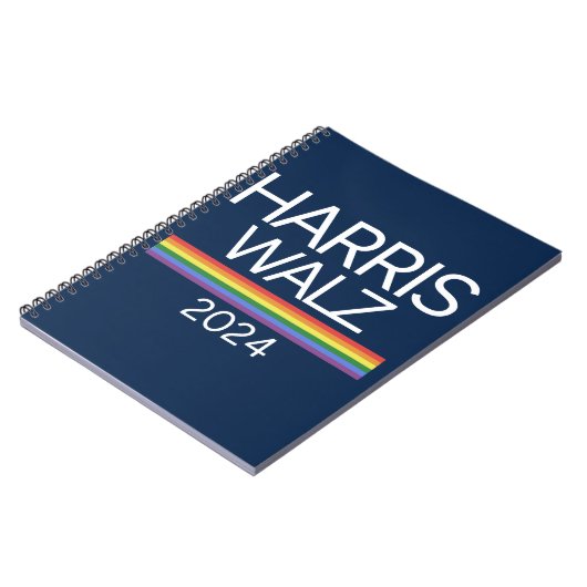 Harris Walz 2024 Rainbow LGBTQ Pride Flag Notizblock (Linke Seite)