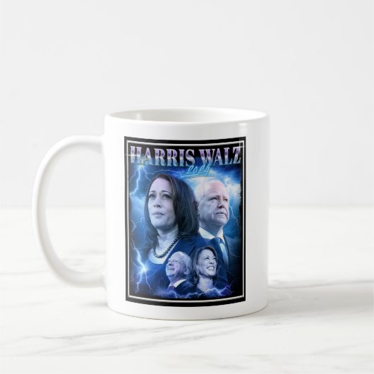 Harris Walz 2024 Retro 90er Stil Kaffeetasse (Links)