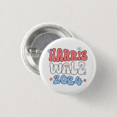 Harris Walz 2024 Retro Hippie Style Button (Vorne & Hinten)