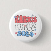 Harris Walz 2024 Retro Hippie Style Button (Vorderseite)