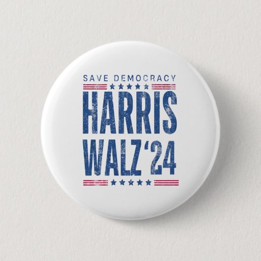 Harris Walz 2024 Rette Demokratie Button (Vorderseite)