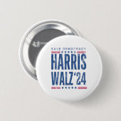 Harris Walz 2024 Rette Demokratie Button (Vorne & Hinten)