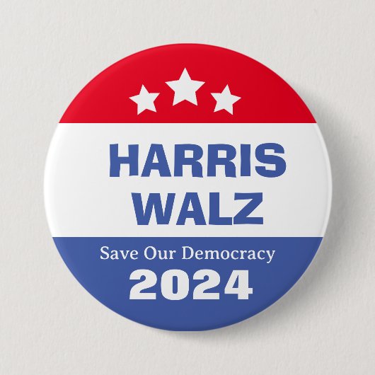 Harris Walz 2024 Rettete unsere Demokratie Button (Vorderseite)