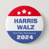 Harris Walz 2024 Rettete unsere Demokratie Button (Vorderseite)