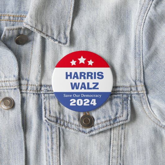 Harris Walz 2024 Rettete unsere Demokratie Button (Beispiel)