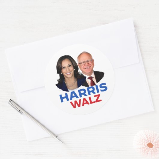 Harris Walz 2024 Runder Aufkleber (Umschlag)