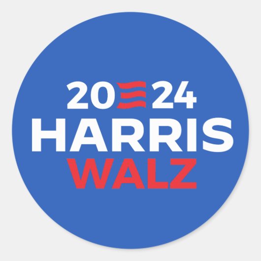 Harris Walz 2024 Runder Aufkleber (Vorderseite)