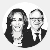 Harris Walz 2024 Runder Aufkleber (Vorderseite)