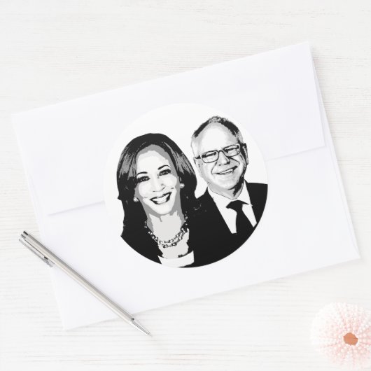 Harris Walz 2024 Runder Aufkleber (Umschlag)