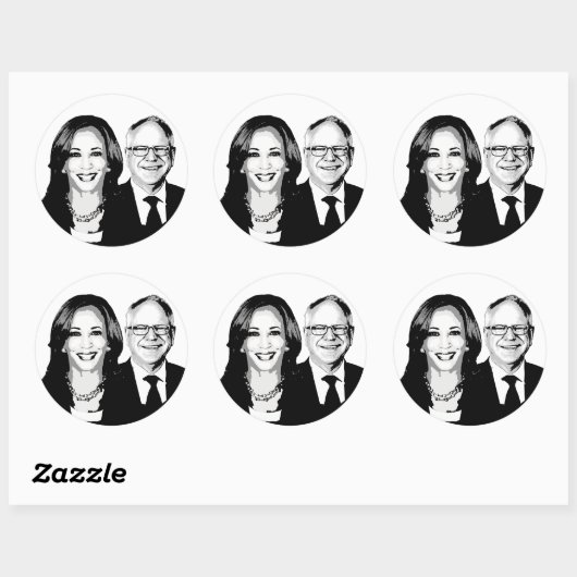 Harris Walz 2024 Runder Aufkleber (Blatt)