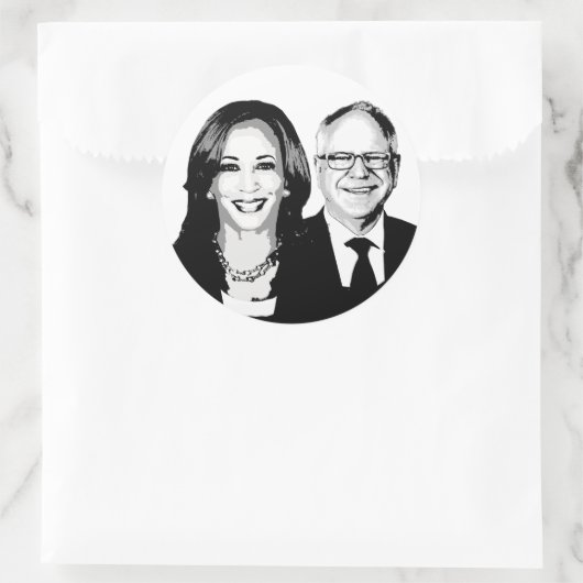 Harris Walz 2024 Runder Aufkleber (Tasche)