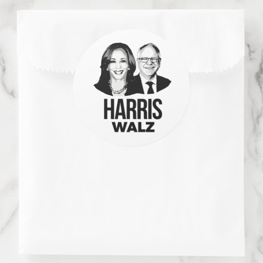 Harris Walz 2024 Runder Aufkleber (Tasche)