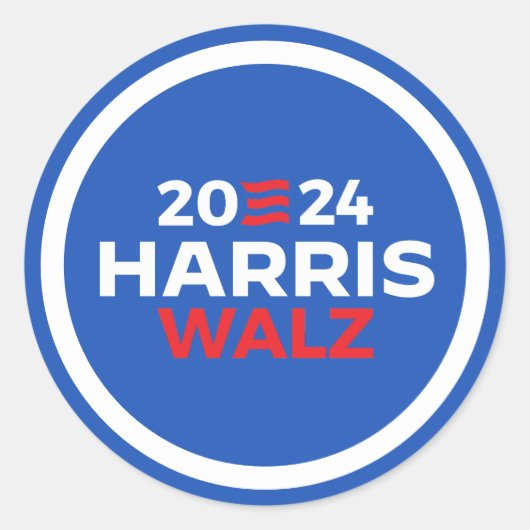 Harris Walz 2024 Runder Aufkleber (Vorderseite)