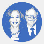 Harris Walz 2024 Runder Aufkleber (Vorderseite)