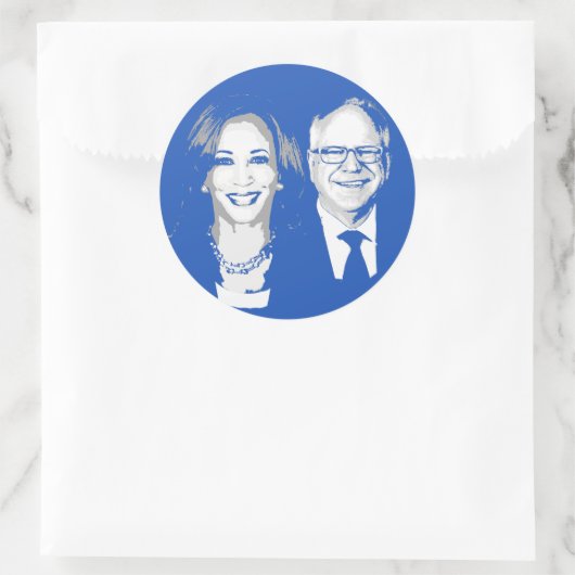 Harris Walz 2024 Runder Aufkleber (Tasche)