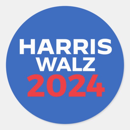 Harris Walz 2024 Runder Aufkleber (Vorderseite)