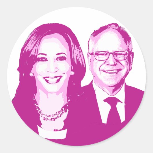 Harris Walz 2024 Runder Aufkleber (Vorderseite)