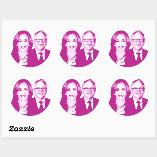 Harris Walz 2024 Runder Aufkleber (Blatt)