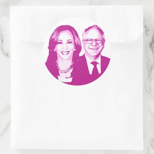 Harris Walz 2024 Runder Aufkleber (Tasche)