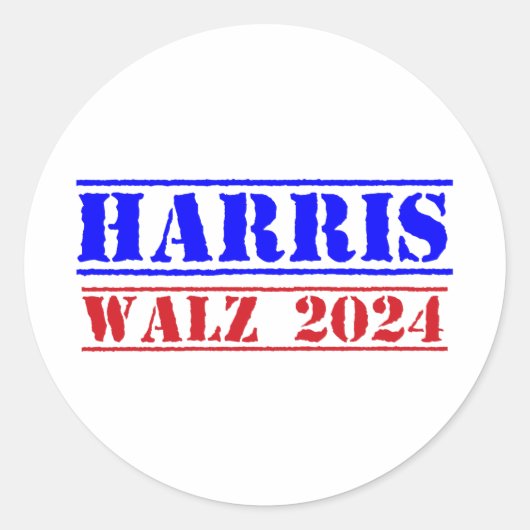 Harris Walz 2024 Runder Aufkleber (Vorderseite)