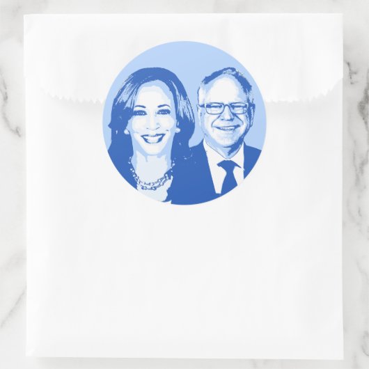 Harris Walz 2024 Runder Aufkleber (Tasche)