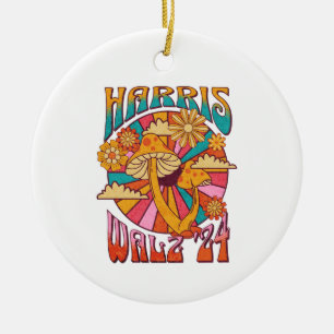 Harris Walz 2024 Trendiger Boho-Hippie-Pilz Keramik Ornament